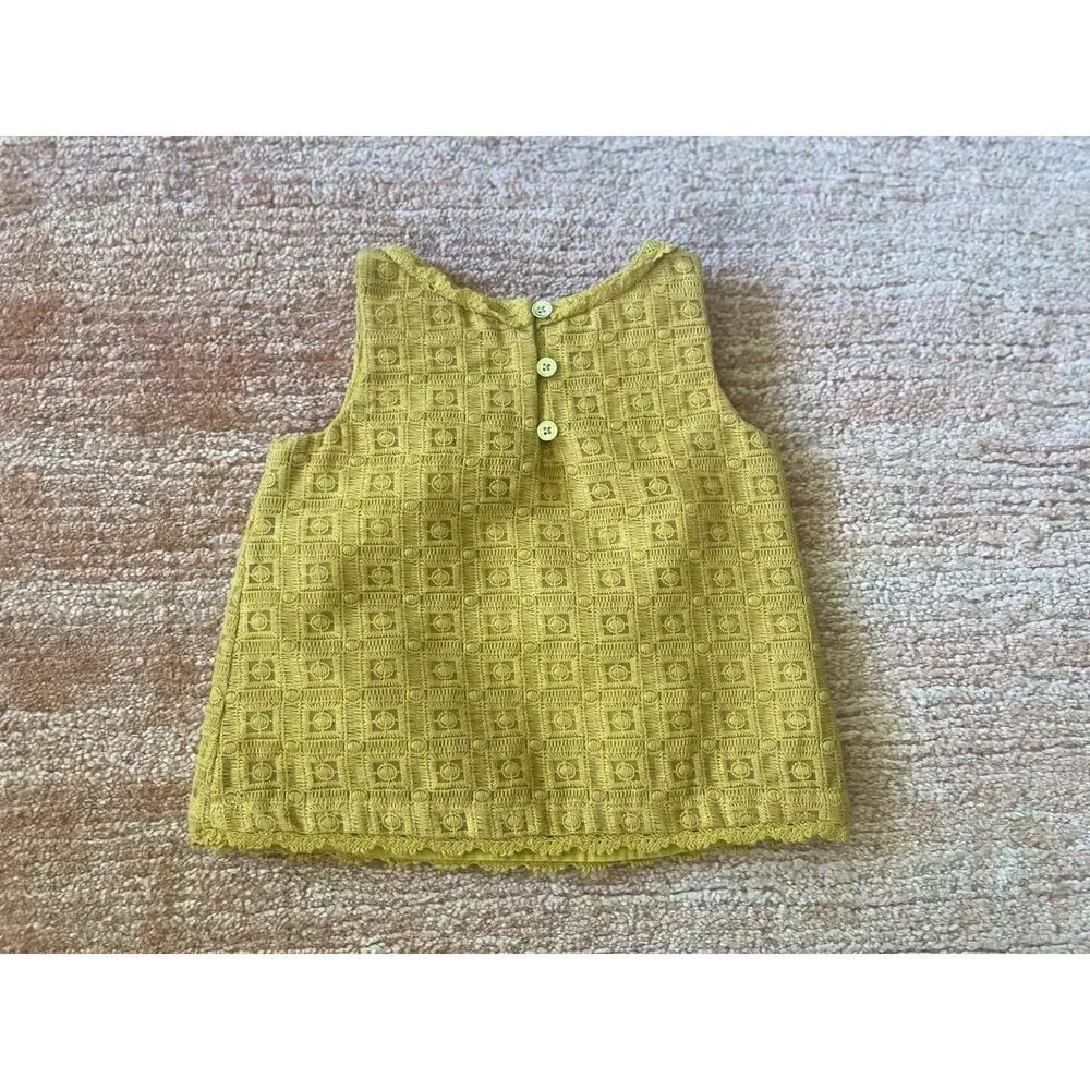 Genuine Kids OshKosh 2T Yellow Lace Sleeveless Top Lined Made in Vietnam